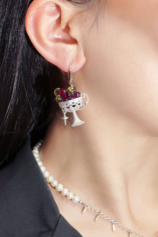 S925清新葡萄可愛耳環(單)B3938