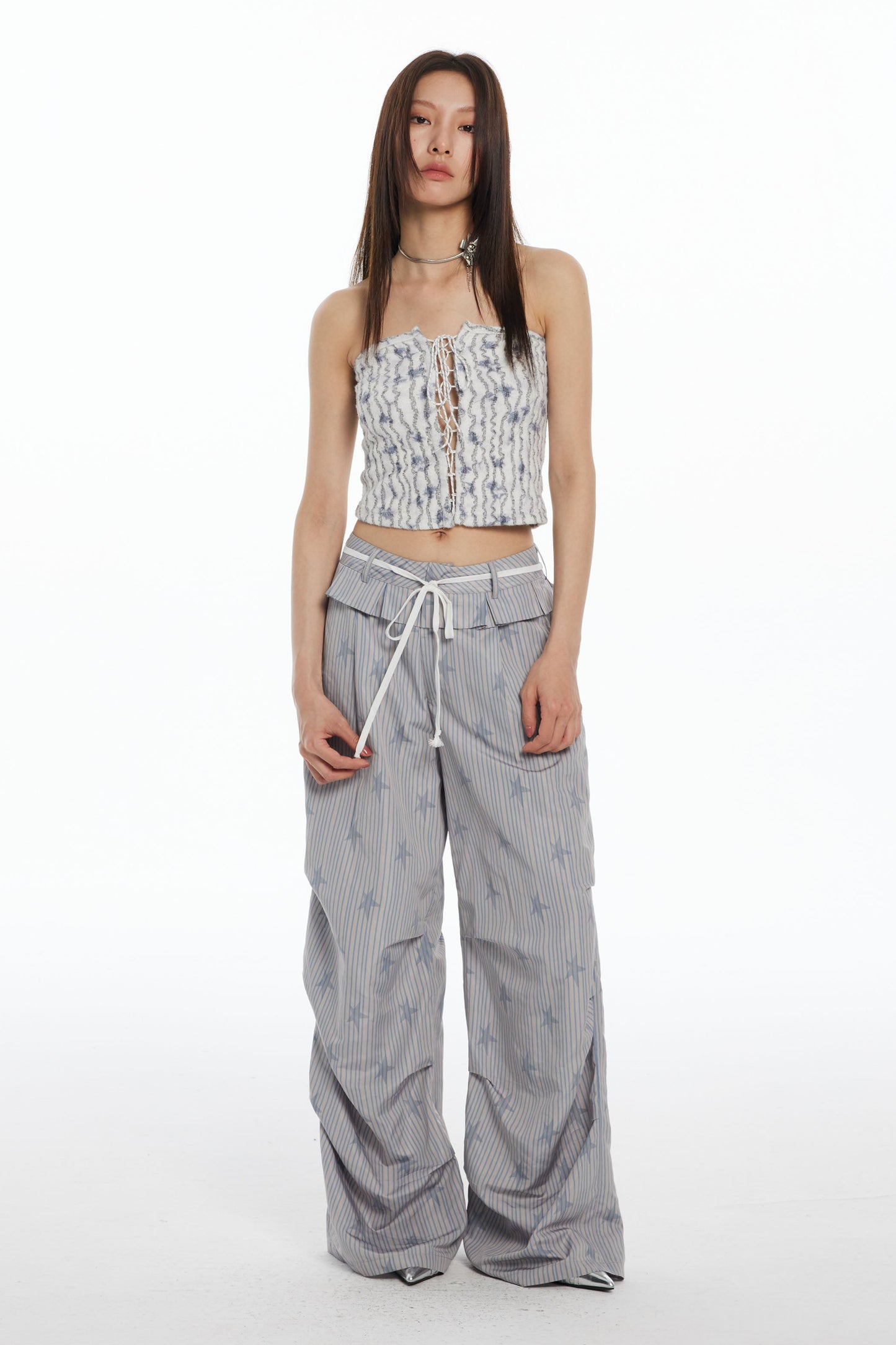 條紋速乾降落傘褲B3808