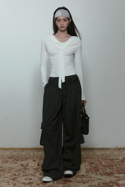 翼領蝴蝶結修身上衣 B3775