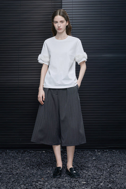 ダークグレーワイドクロップドパンツ B4696