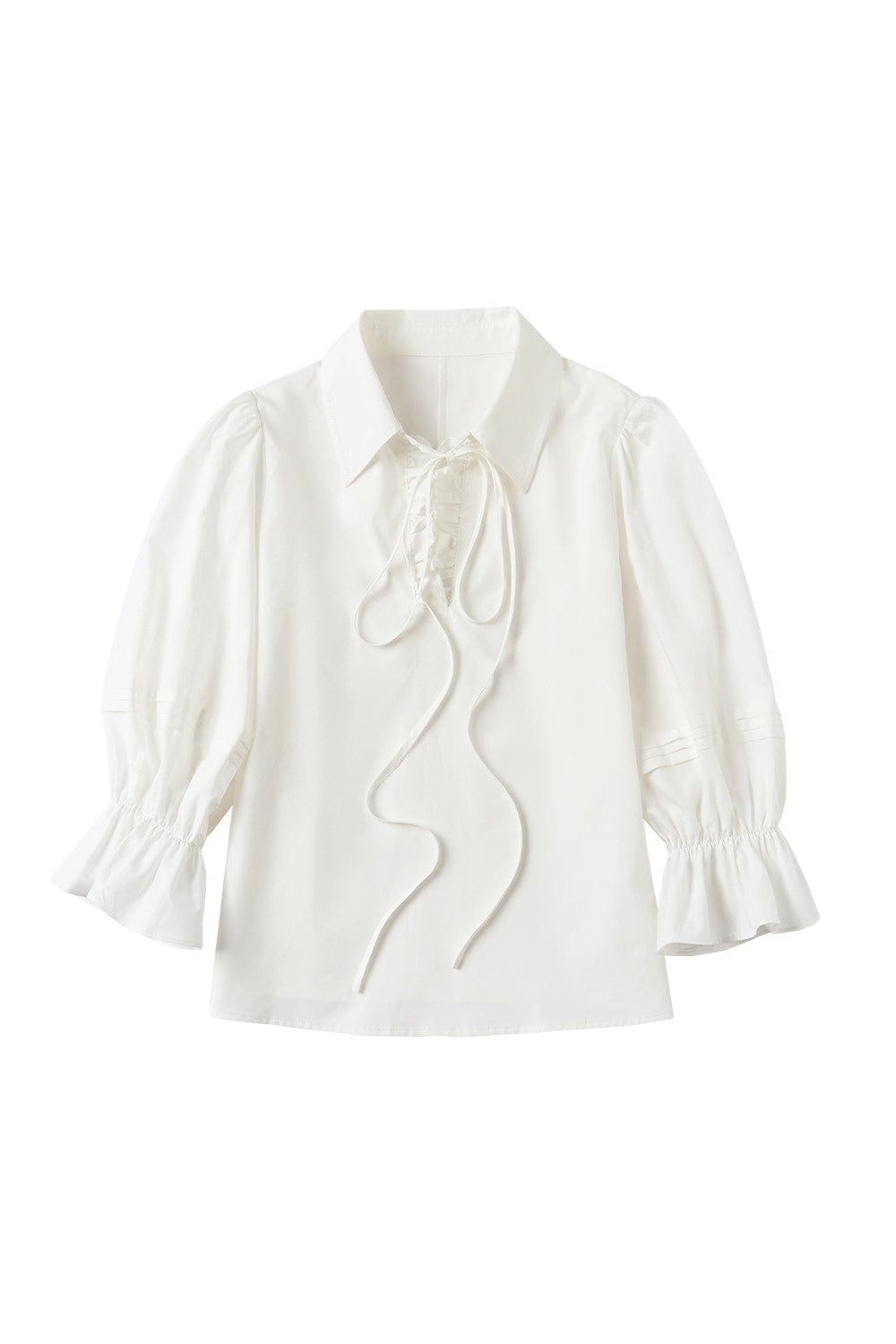 ホワイトランタンスリーブリボンシャツ B4598