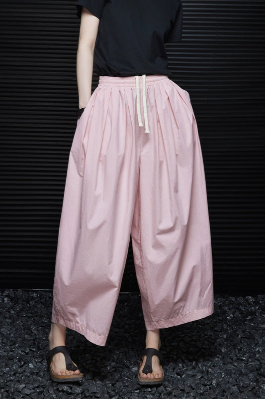 Pink drape wide loose pants B4016