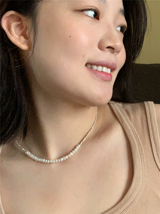 S925ブロークンシルバーパールネックレス B2881