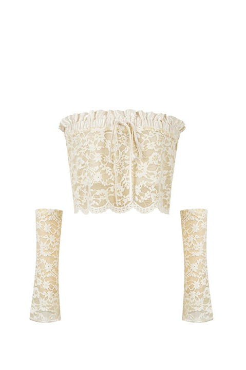 Black jacquard lace bandeau (with gloves) B4041