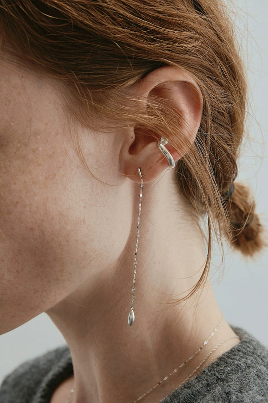 S925タッセルティアドロップロングピアス B4495