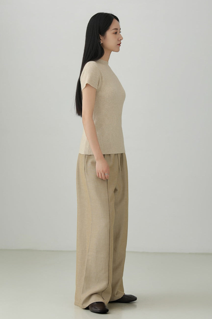 ミニマリストテンセルウール混半袖セーター B4267