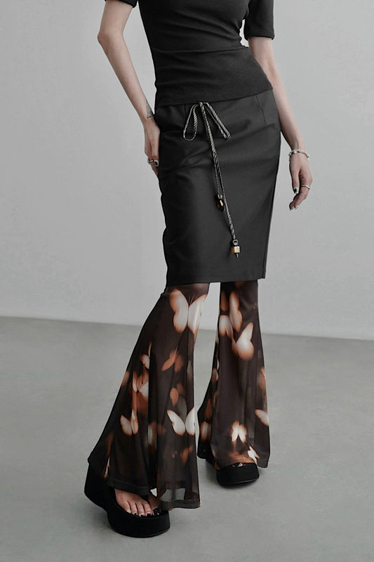 Midi-length straight skirt B4256