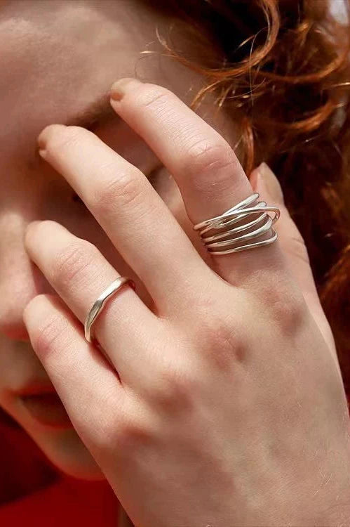 S925 Handmade Irregular Coil Ring B3296