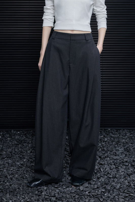 グレーストレートスーツワイドパンツ B4666