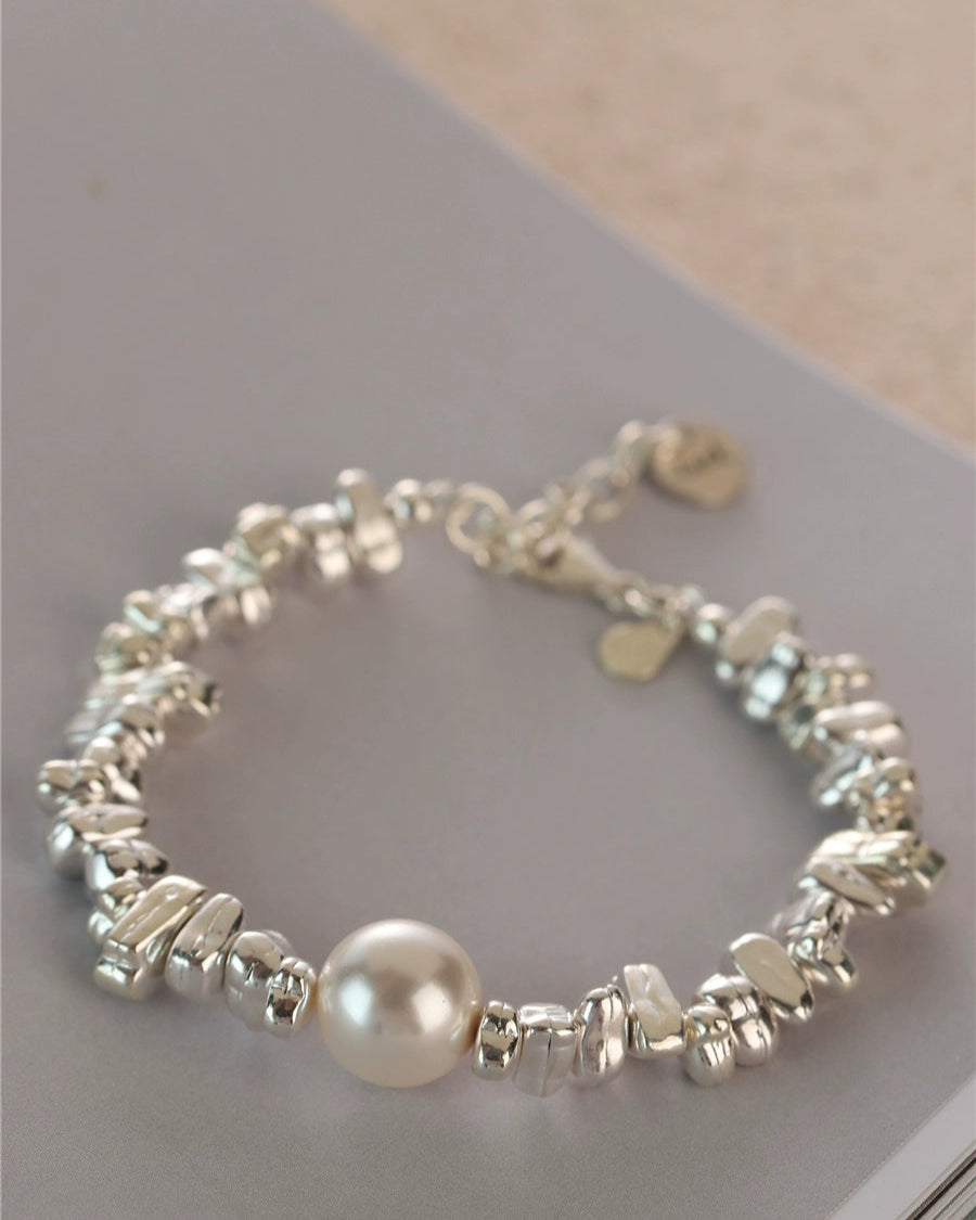 S925ハンドメイドブロークンシルバーブレスレット B4261