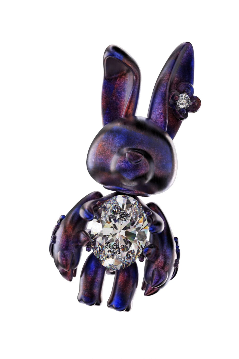 S925ダークゴシックバニーピアス(シングル) B3977