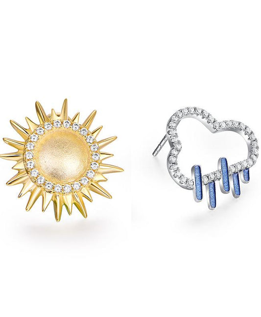 S925 雲太陽利基設計耳環 B1836