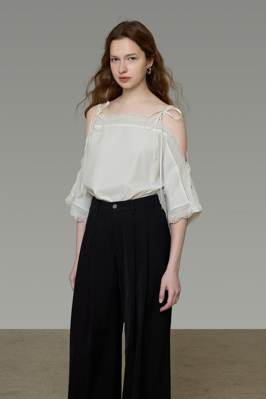 French Off-Shoulder Lace Design Blouse B4767