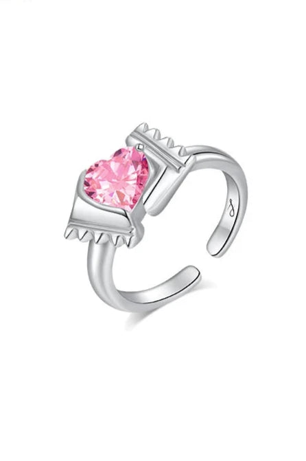S925 Sweet Pink Rock Candy Open Ring B3317