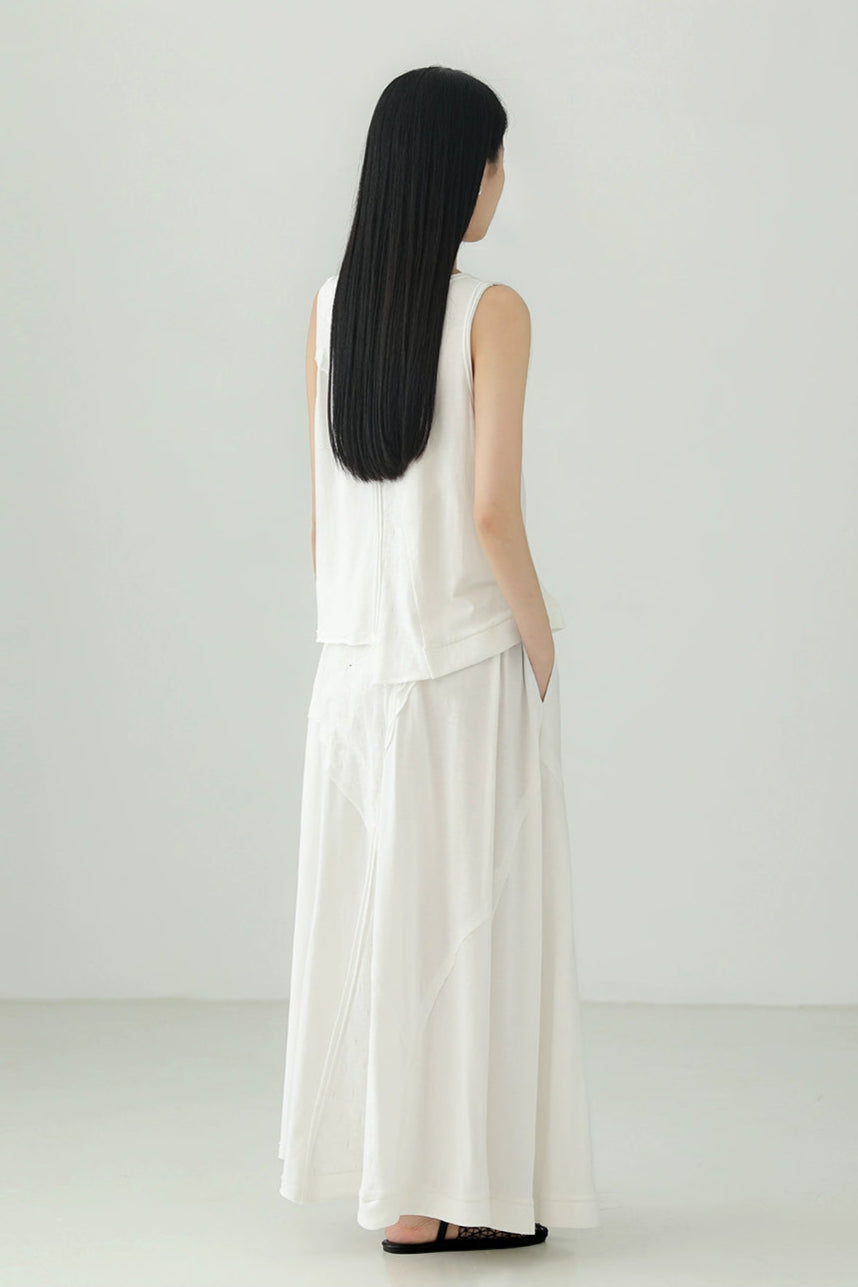 Black cotton irregular patchwork skirt B4134