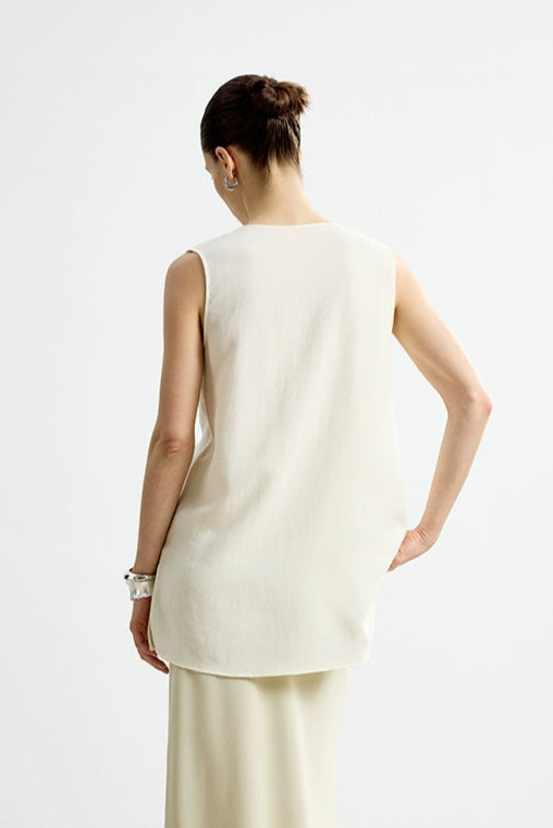 流蘇刺繡法式無袖上衣 B4139