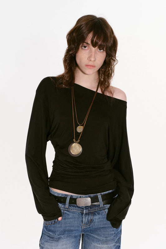 不規則天絲長袖T卹 B3246