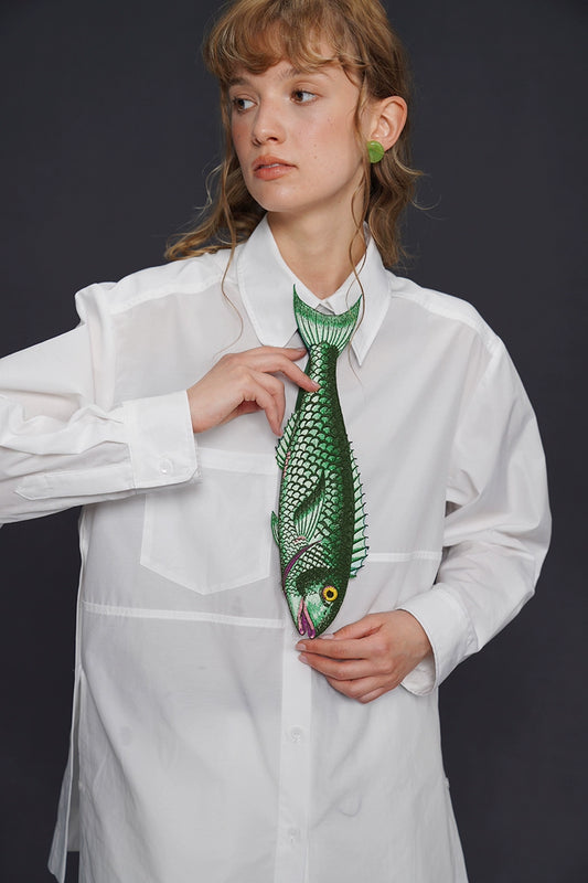 グリーンフィッシュヴィンテージ刺繡ニッチネクタイ B4160