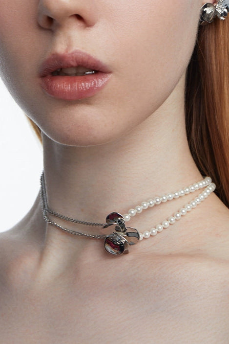 鳶尾鏈珍珠針法頸鏈 B4051