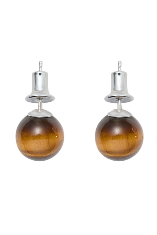 S925ブルーアゲートダブルビーズピアス B4336