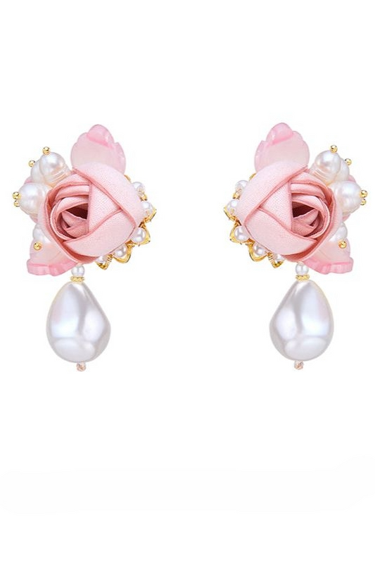 粉花珍珠耳環B3766
