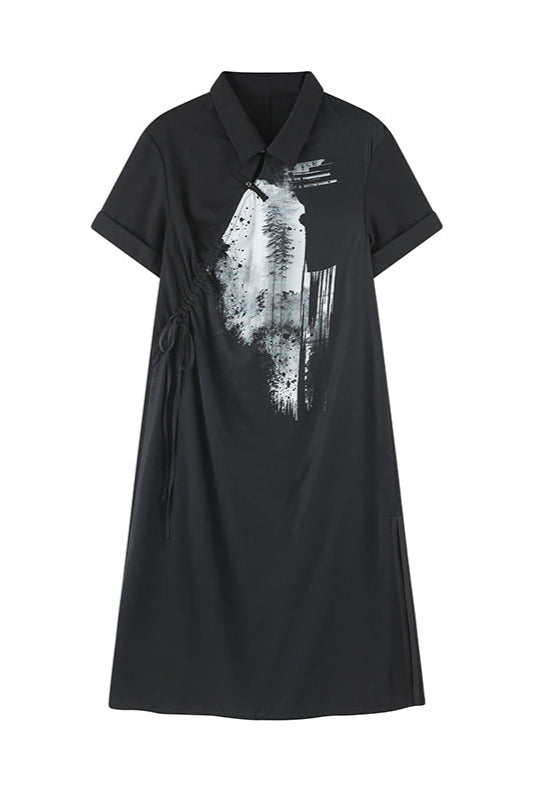 モダンチャイニーズブラックワンピース B3768