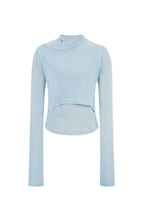 不規則領口長袖上衣 B4346