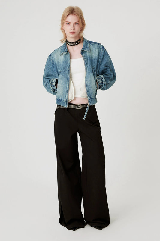 高級黑直筒寬褲 B3247