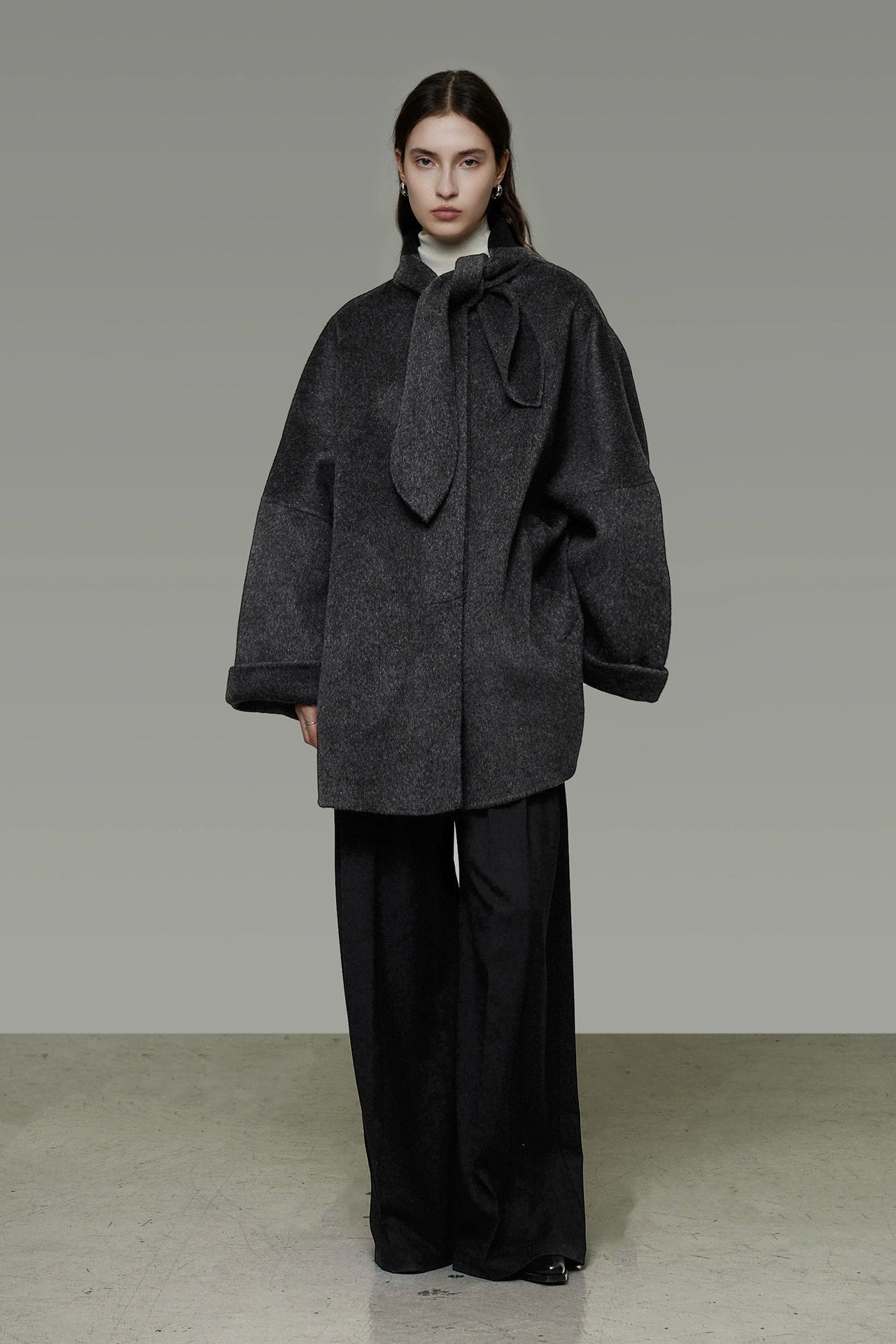 繫領雙面羊毛大衣 B4505