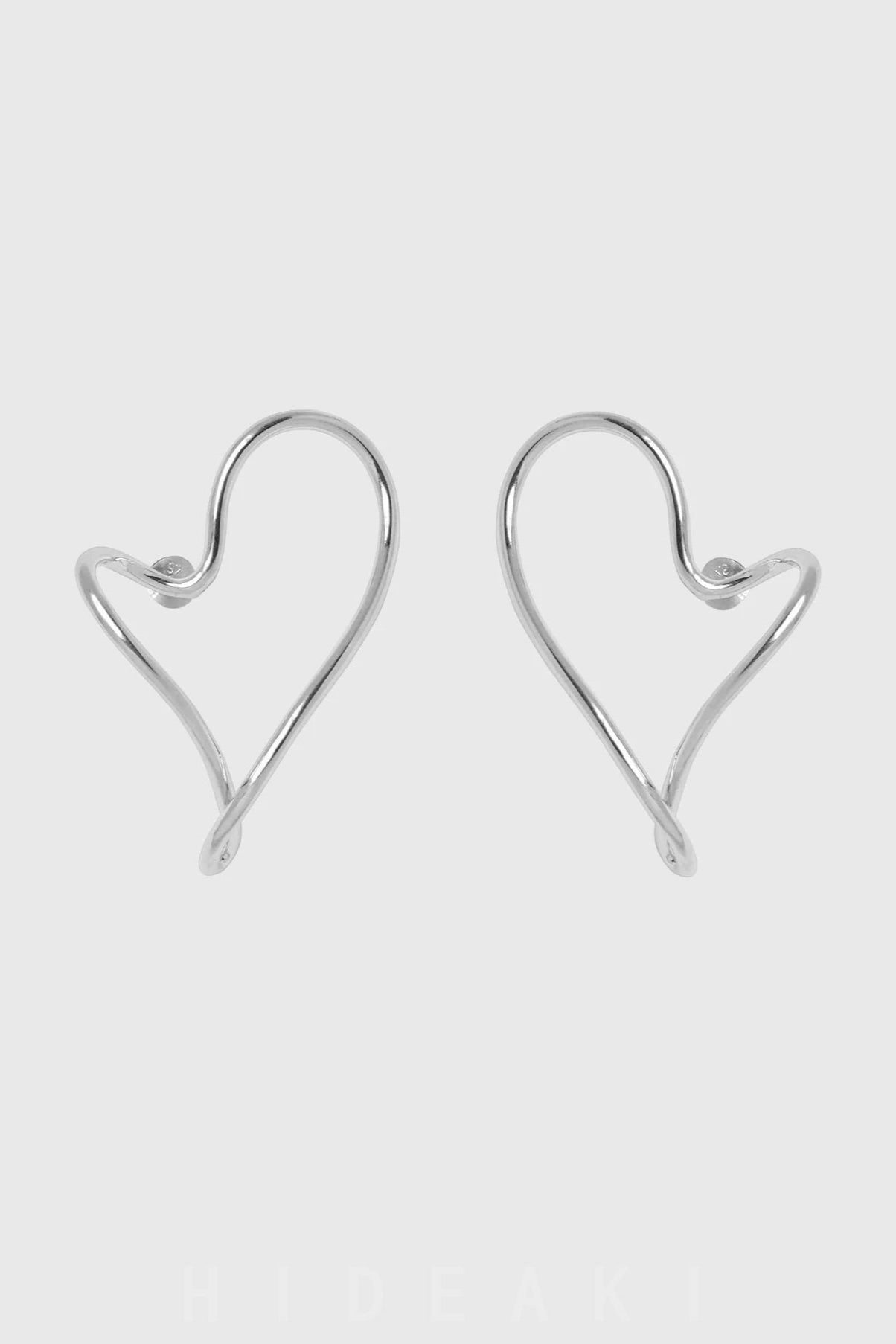 S925ホローイレギュラーピーチハートピアス B4128