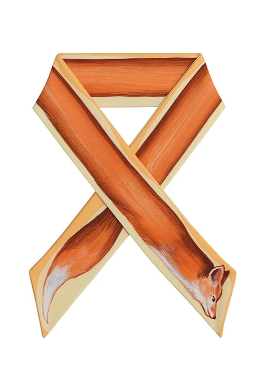 手描きフォックスモチーフナロースカーフ B3375