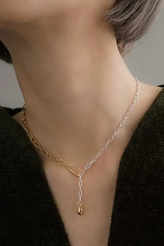 S925 Gold & Silver Water Drop Necklace B3444