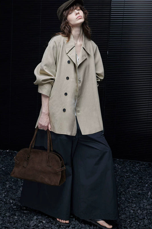 ライトカーキトレンチハーフコート B4239