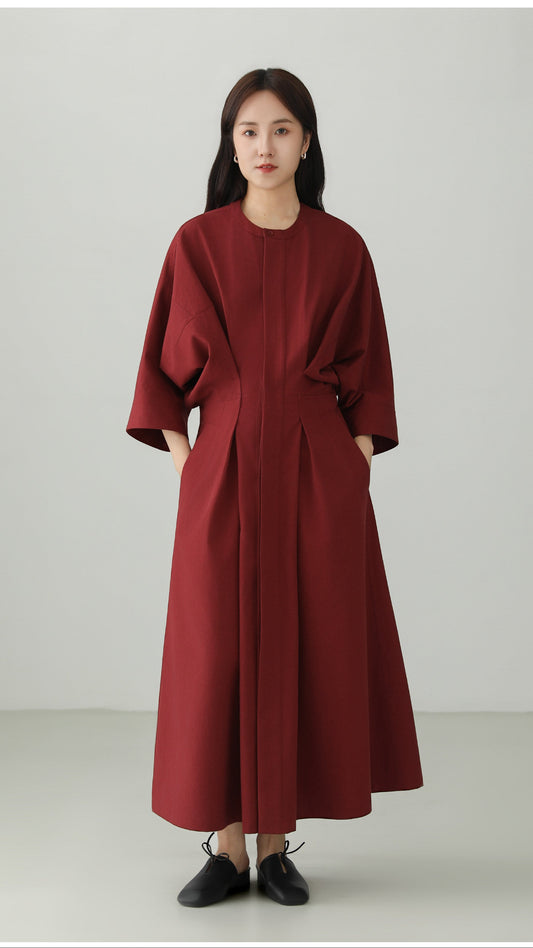 バットウイングスリーブウエストシェイプワンピース B4759