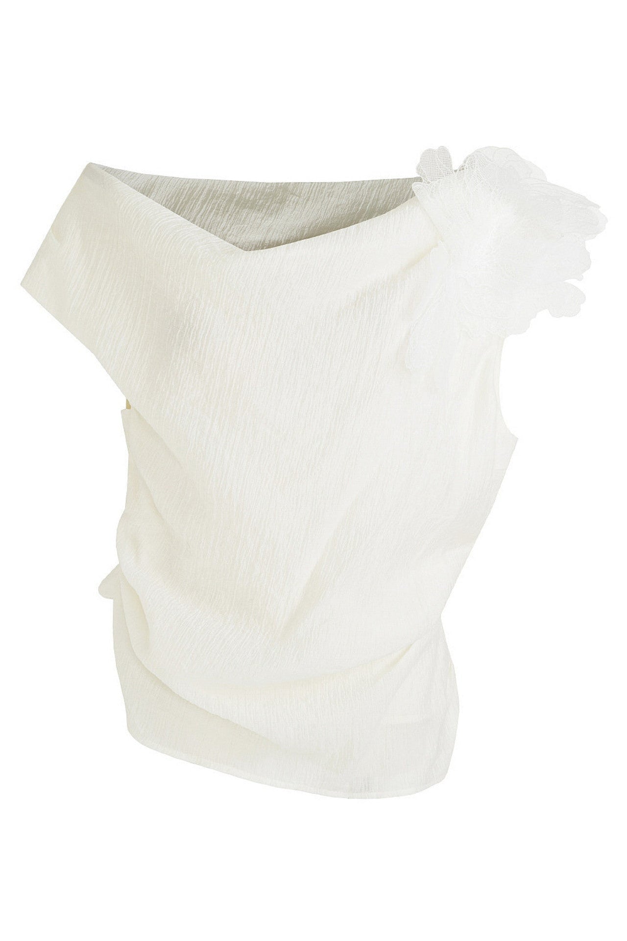 Asymmetrical Floral Off-Shoulder Blouse B4768