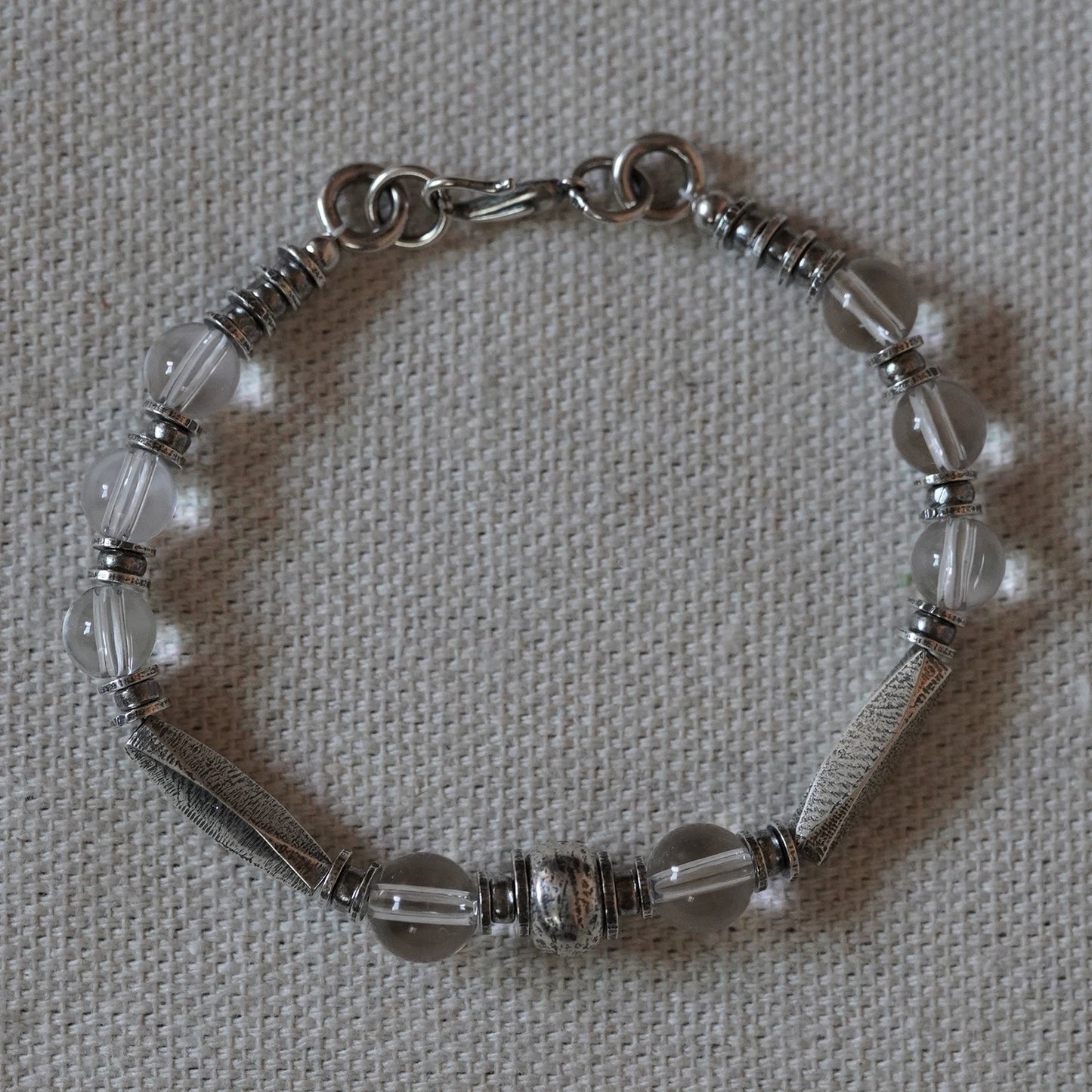 S925ハイエンドシルバービーズホワイトクリスタルブレスレット B4039