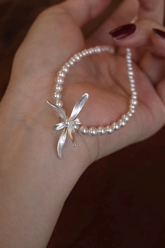 S925オーキッドパールチョーカーネックレス B4006