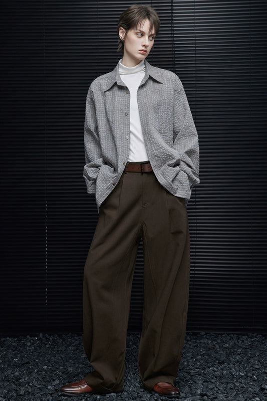 ダークブラウンテンセルコットンワイドパンツ B4356