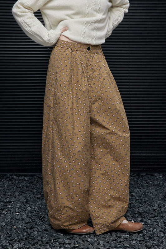 フローラルパターンウオームワイドパンツ B4544