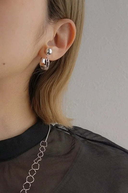 S925 U-shaped glass round ball earrings B3446