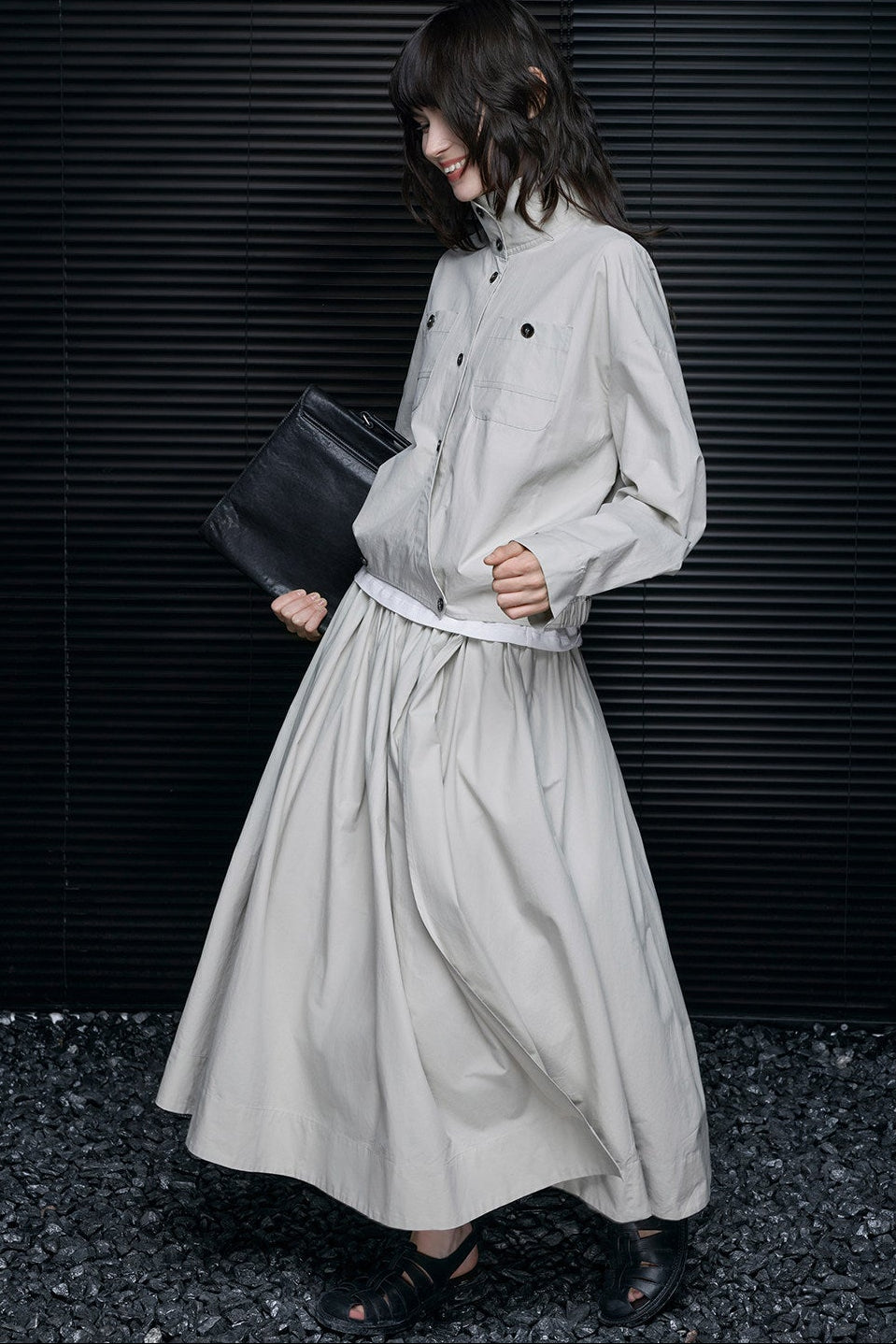 ピュアコットンハイウエストロングスカート B4628