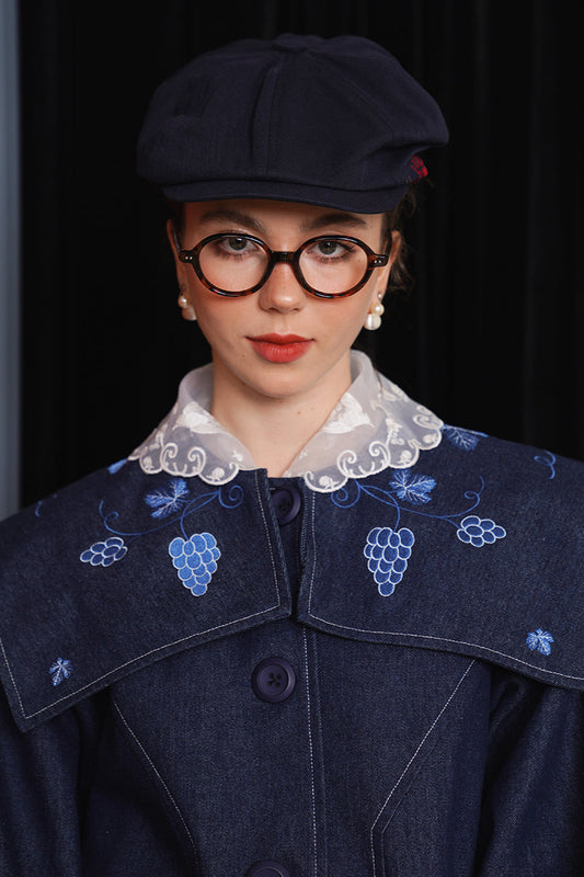 Vintage embroidered denim lapel jacket B3751