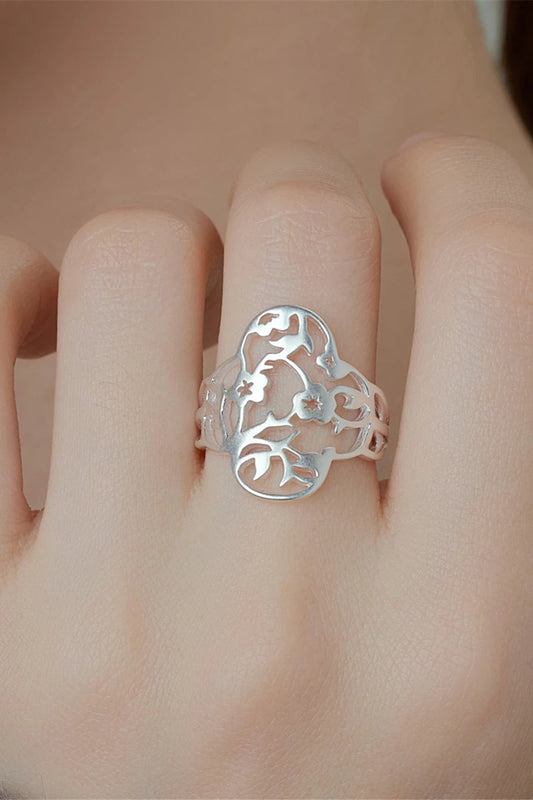 S925ベゴニアウィンドウビューオープンリング B4561