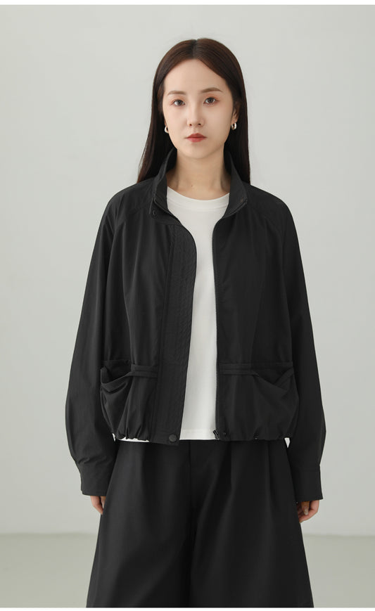 リンクルミニマリストスタンドカラージャケット B4703