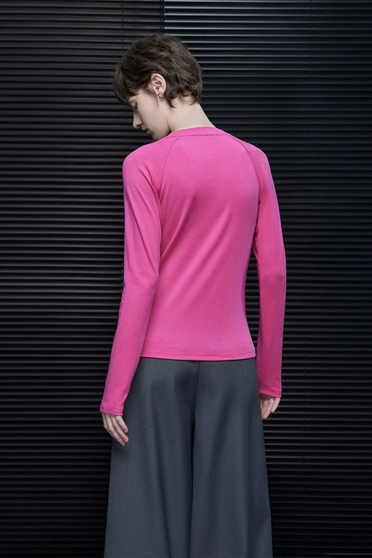Pink Slim Minimal Long Sleeve T-Shirt B4369