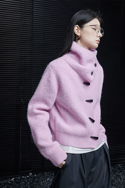 Pink turtleneck cardigan B4419