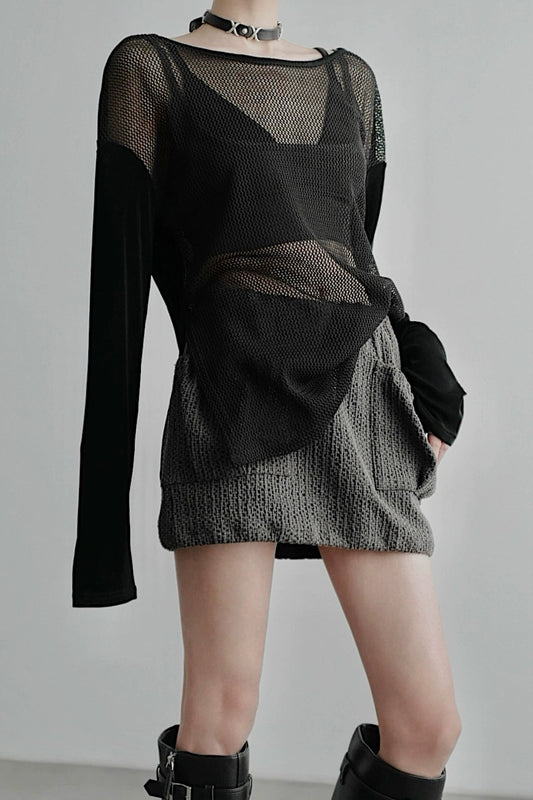 インフィニティメッシュ長袖セーター B4254