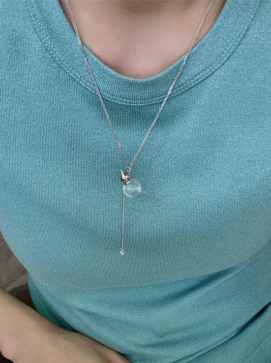 S925天然白水晶ひょうたんネックレス B2873