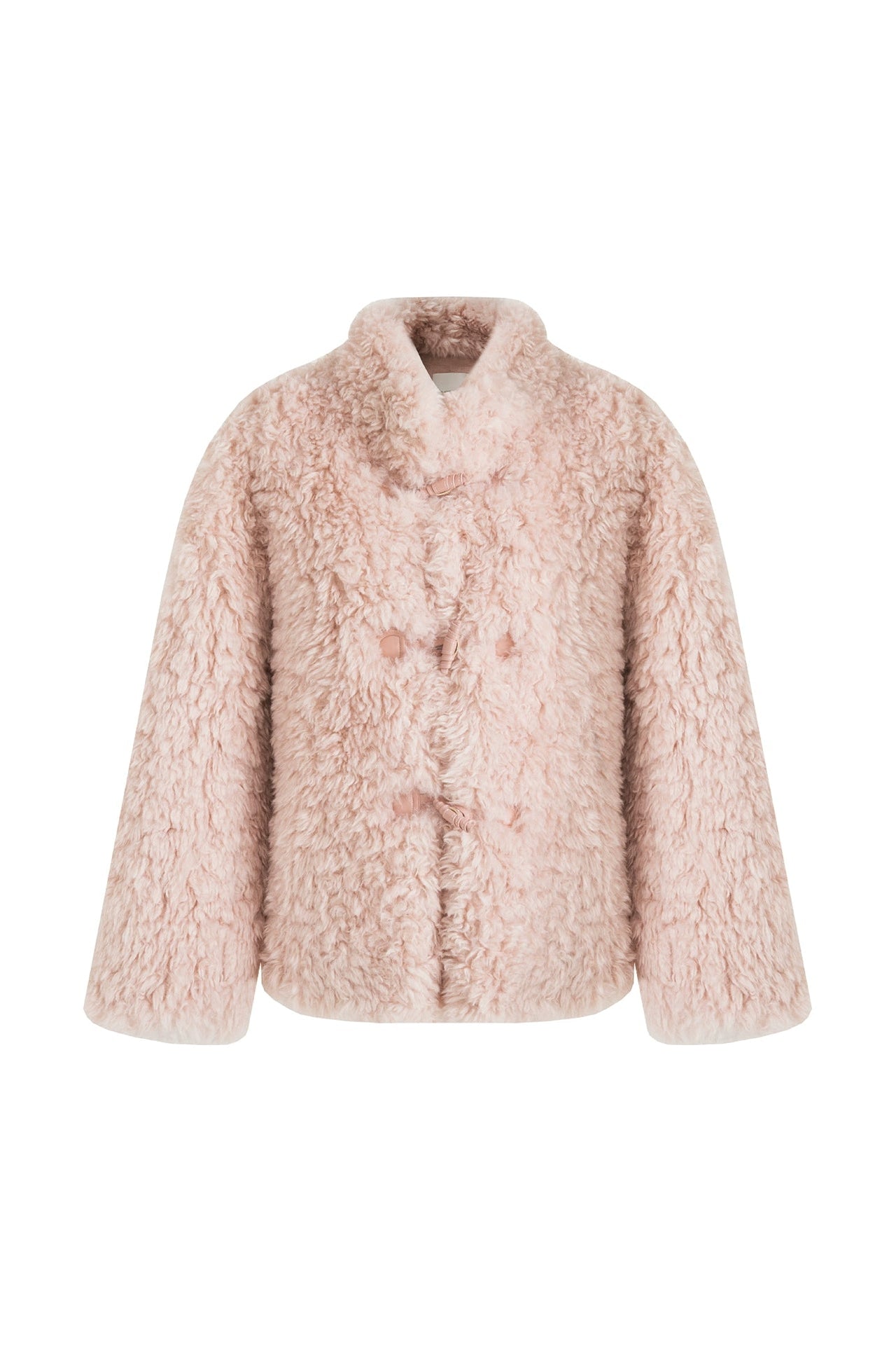 仿羊羔毛寬鬆立領大衣 B4507