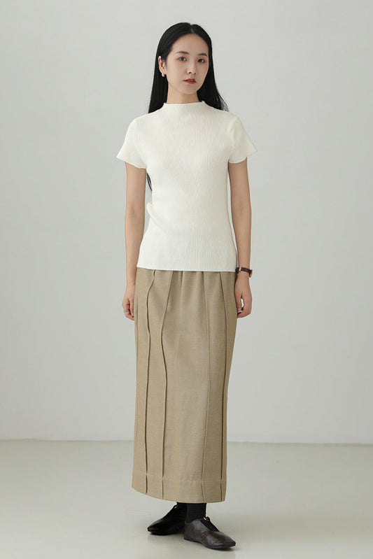 極簡天絲羊毛混紡短袖毛衣B4267